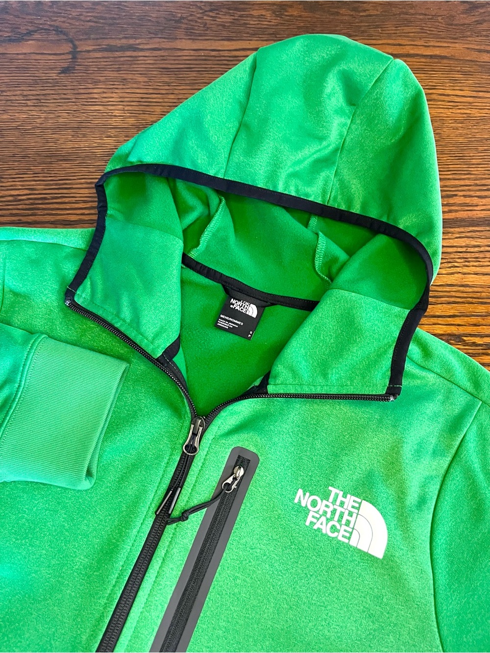 North Face Men’s Soft Shell Fleece Lined Hooded Full Zip Jacket Size S Green